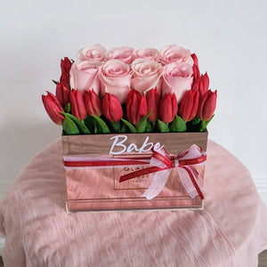 Roses & Tulips - Rose Gold Mirror Box