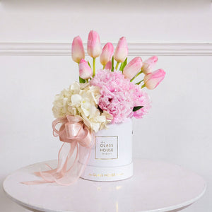 Peonies, Tulips & Hydrangeas - Petite Round Box