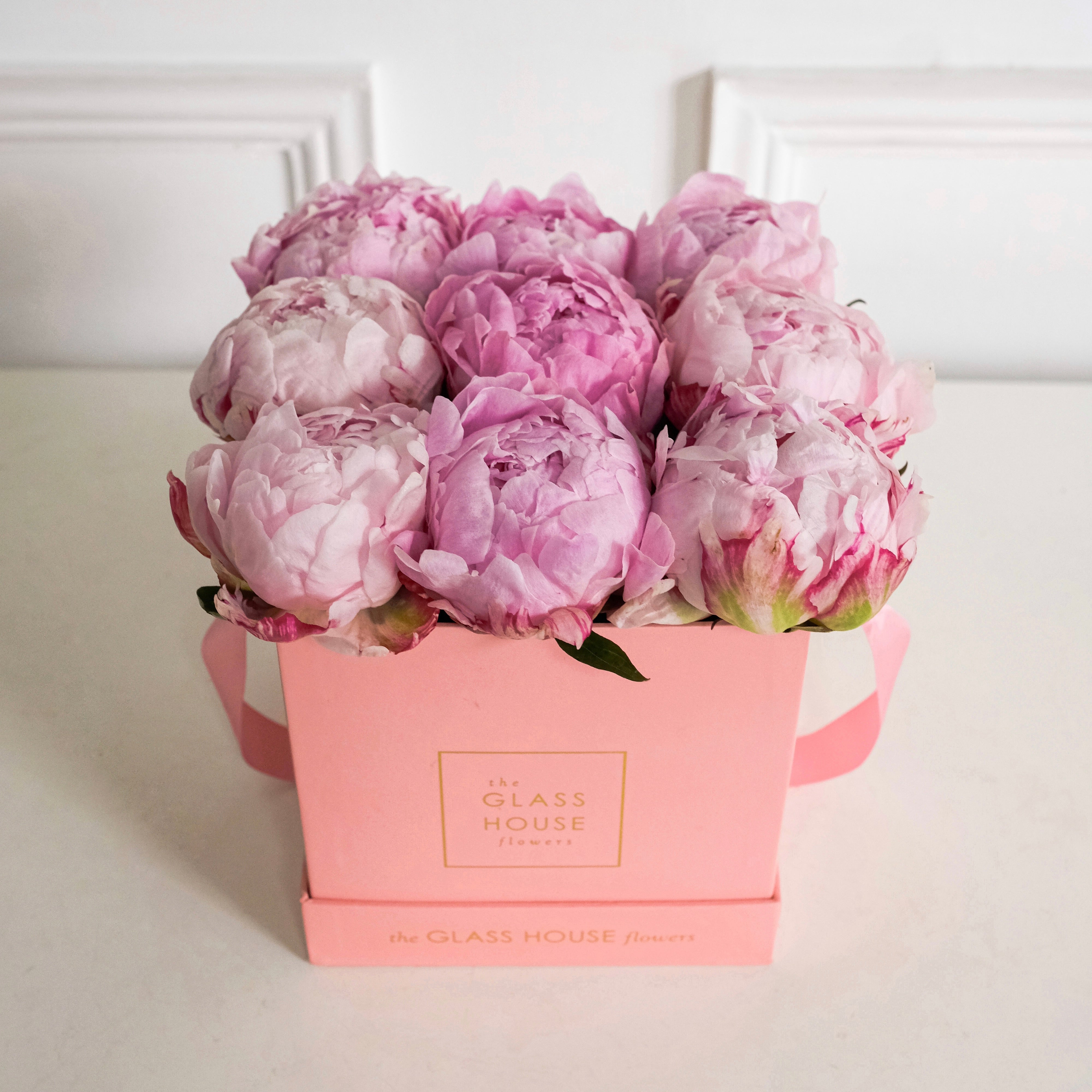 9 Peonies - Petite Square Box – The Glass House Flowers
