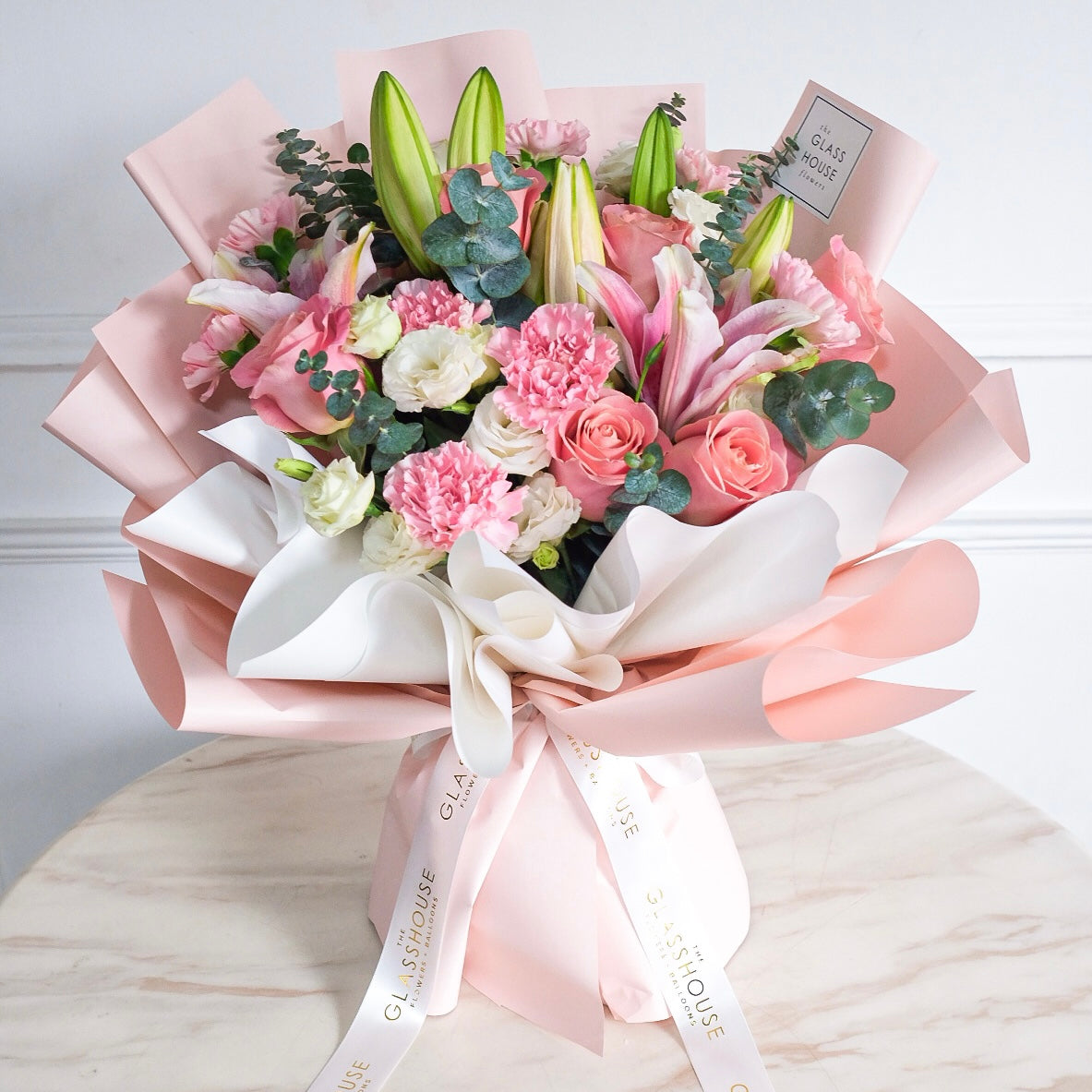 flower bouquet with lily Lily Rose Bouquet – The Glass House Flowers