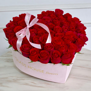 Roses - Large Heart Velvet Box