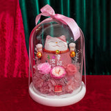 Lucky Cat Glass Dome - Pink (Happiness)