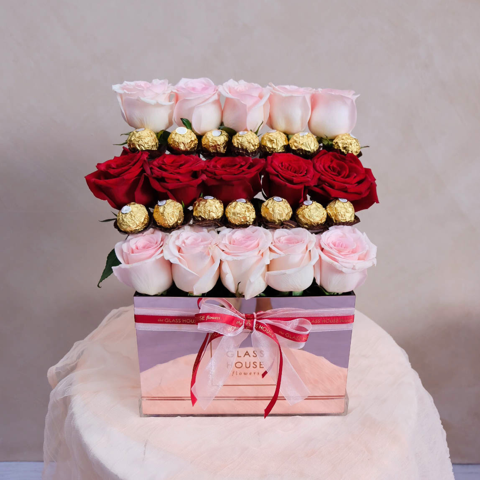 Roses & Ferrero - Rose Gold Mirror Box