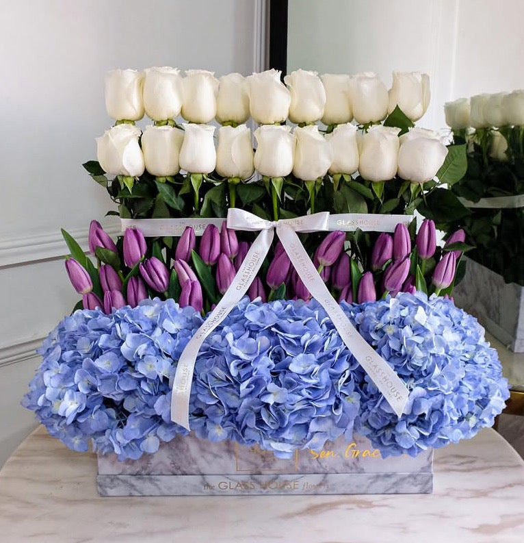 Roses, Tulips & Hydrangeas - Marble Rectangulaire