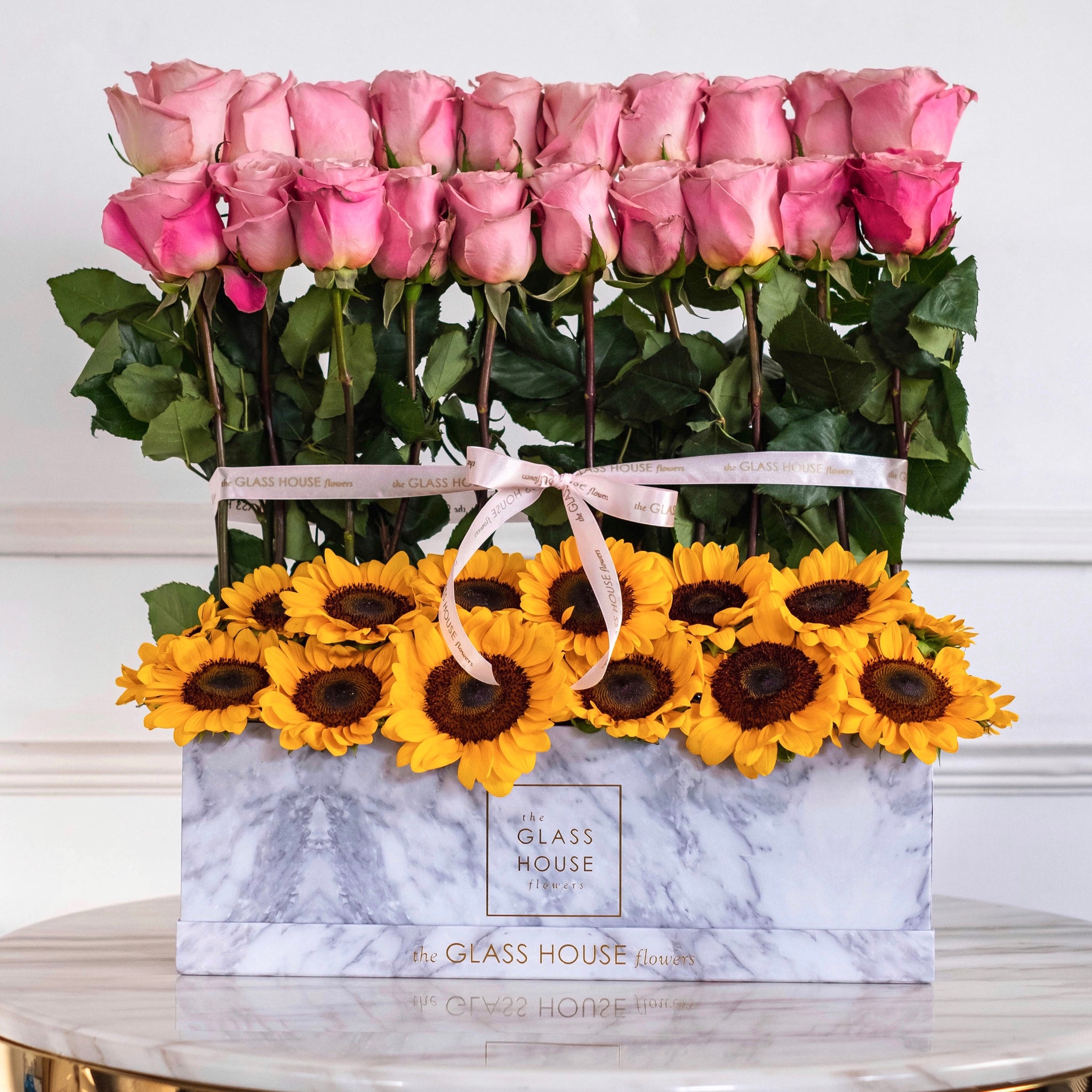 Sunflowers and Roses - Marble Rectangulaire