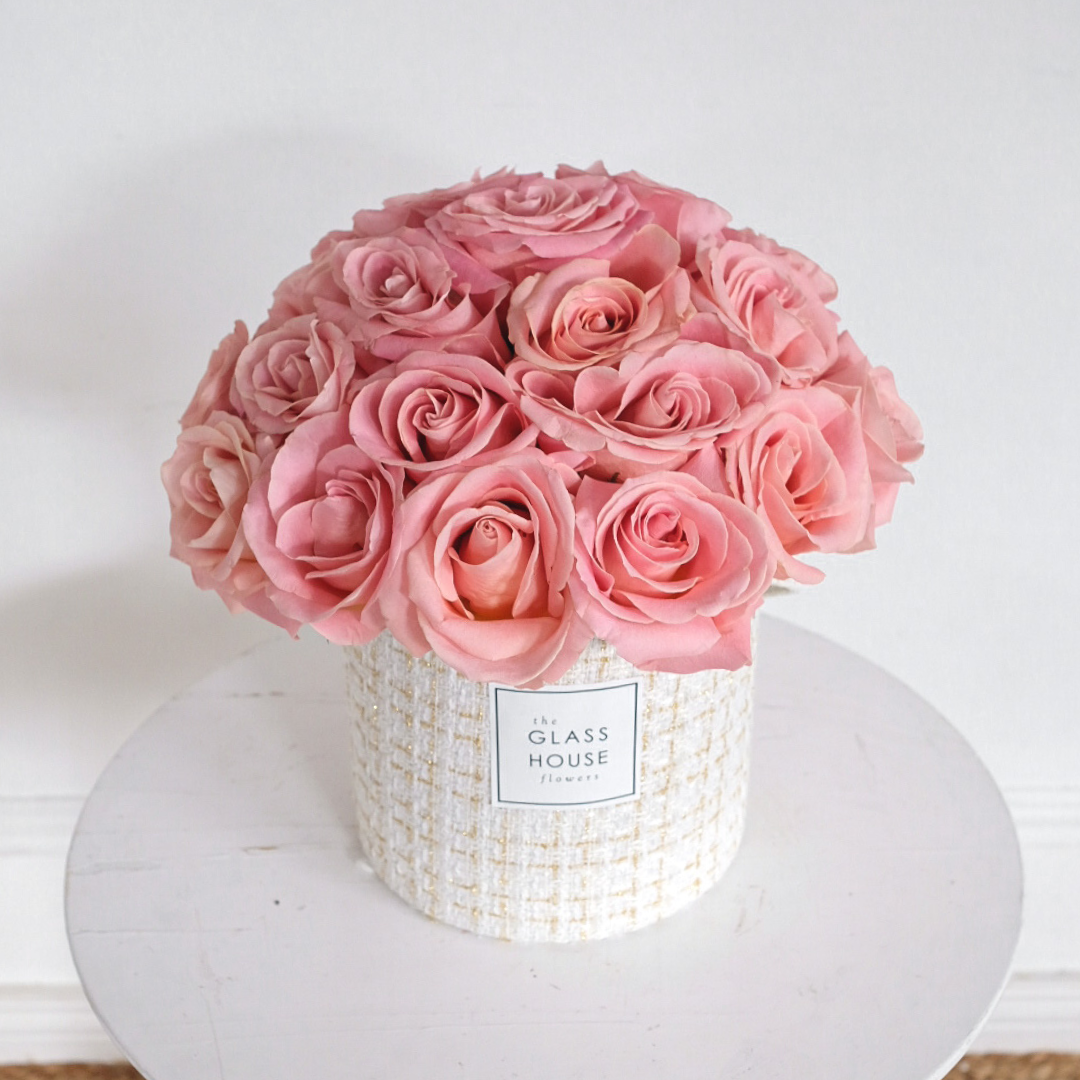 Dome Roses - Tweed Round Box