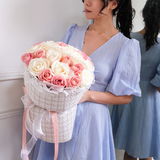 24 Roses with Pearls - Tweed Bouquet