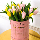 Tulips - Pink Velvet Box