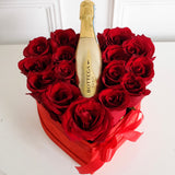 Roses & Bubbly - Petite Heart Velvet Box