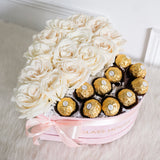 Half Roses & Half Ferrero - Petite Heart Velvet Box