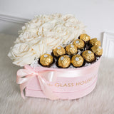 Half Roses & Half Ferrero - Petite Heart Velvet Box