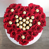 Roses & Ferrero Center - Large Heart Velvet Box
