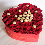 Roses & Ferrero Center - Large Heart Velvet Box