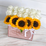 Sunflowers and Roses - Rose Gold Mirror Box