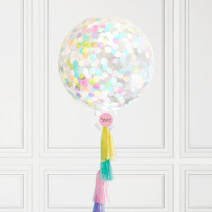 Jumbo Pastel Rainbow Confetti Balloon