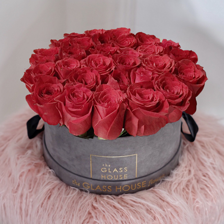 Roses - Gray Velvet Box – The Glass House Flowers